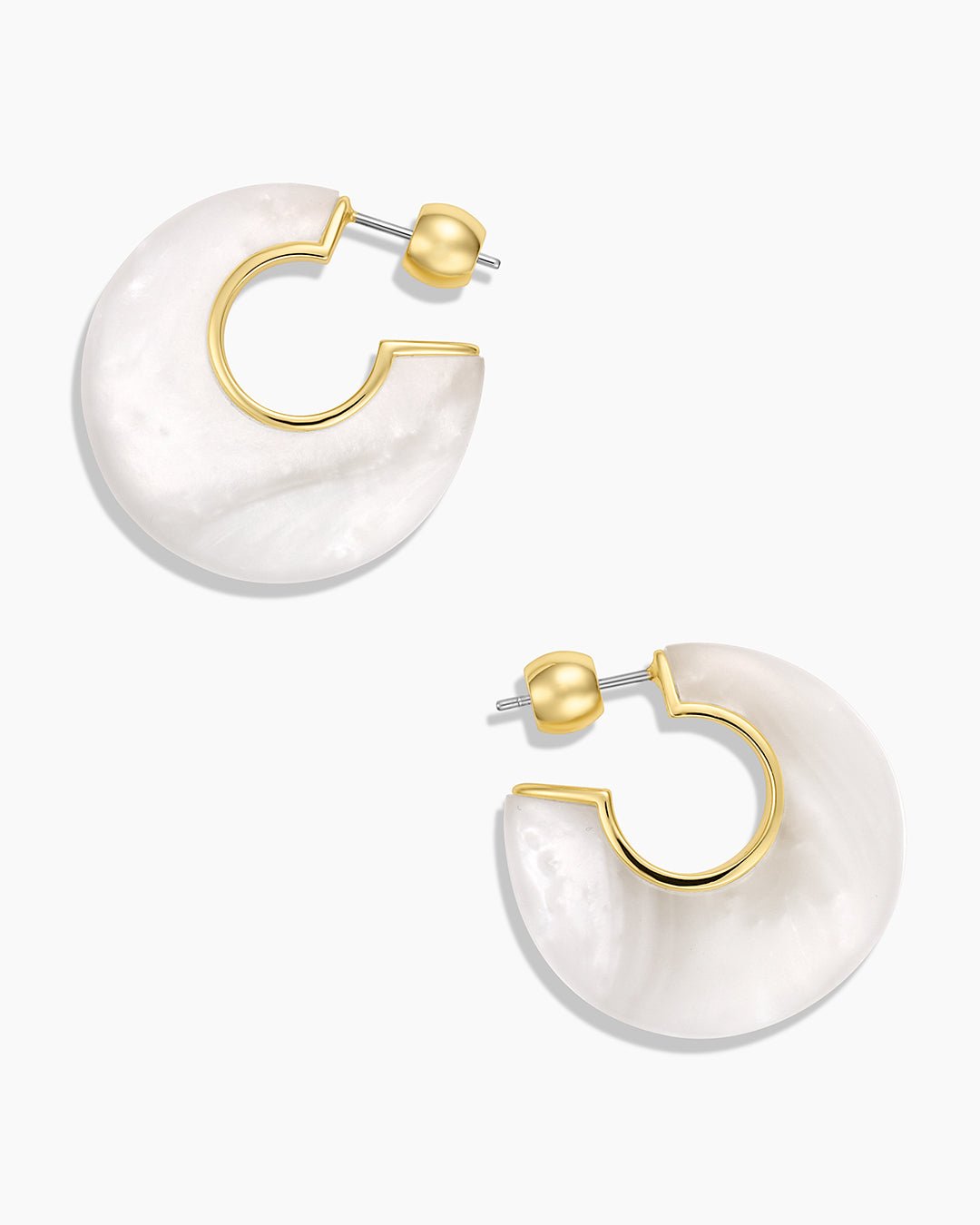 Paseo Marble Arc Hoops || option::Gold Plated, White Marble