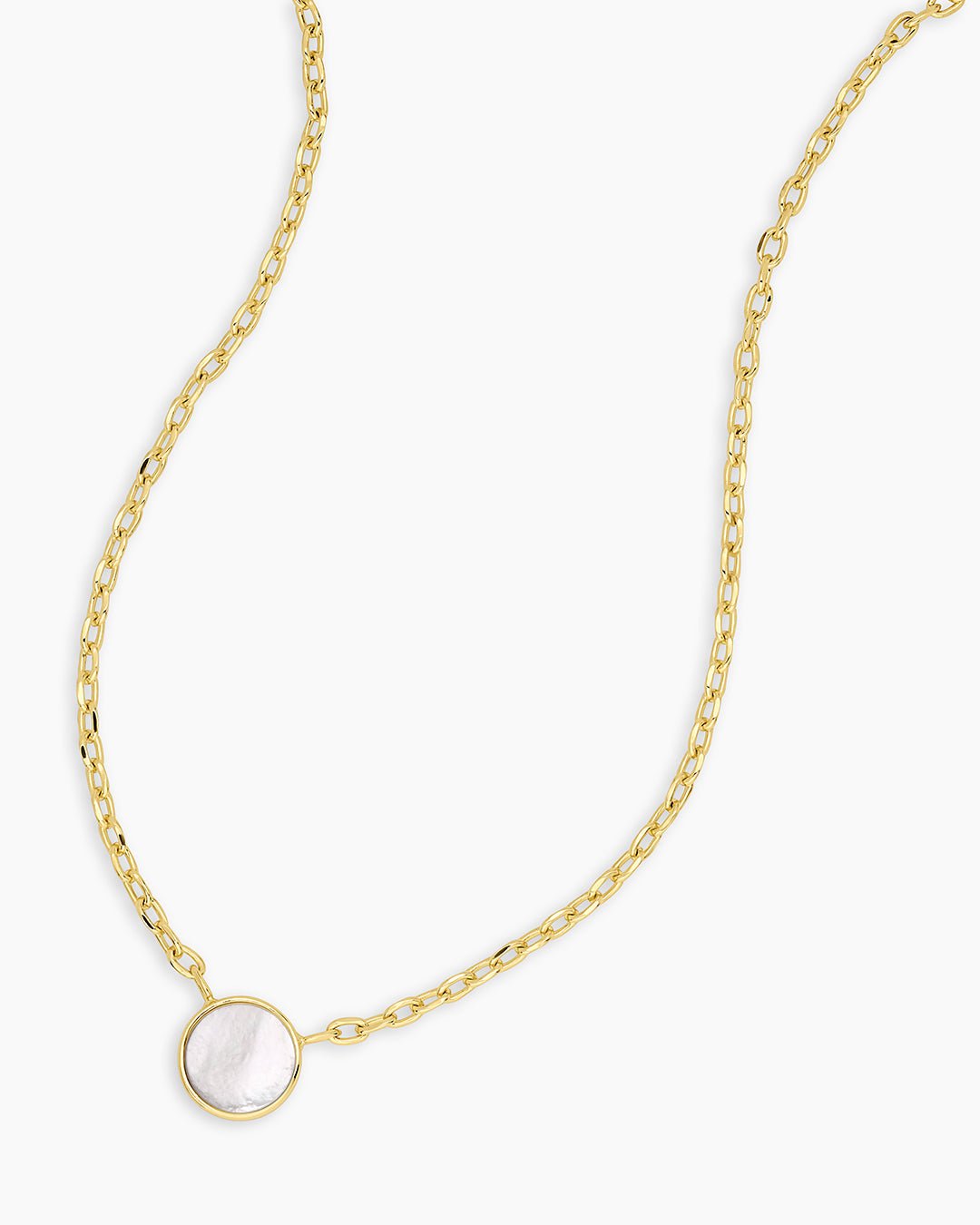 Rose Marble Coin Necklace || option::Gold Plated, Mother of Pearl