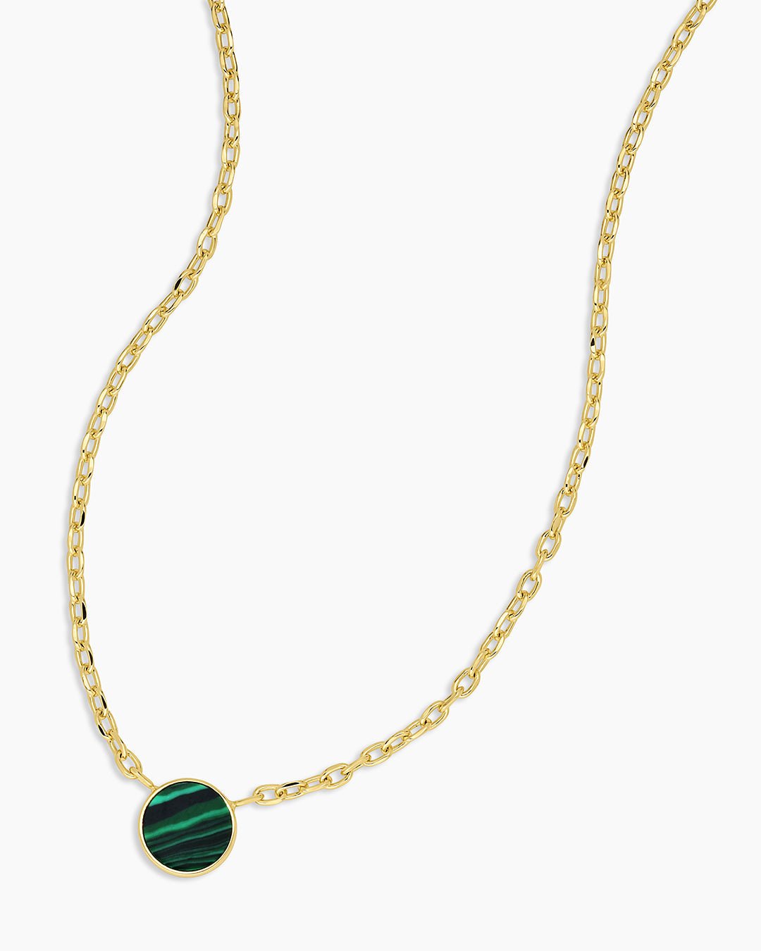 Rose Marble Coin Necklace || option::Gold Plated, Malachite Marble