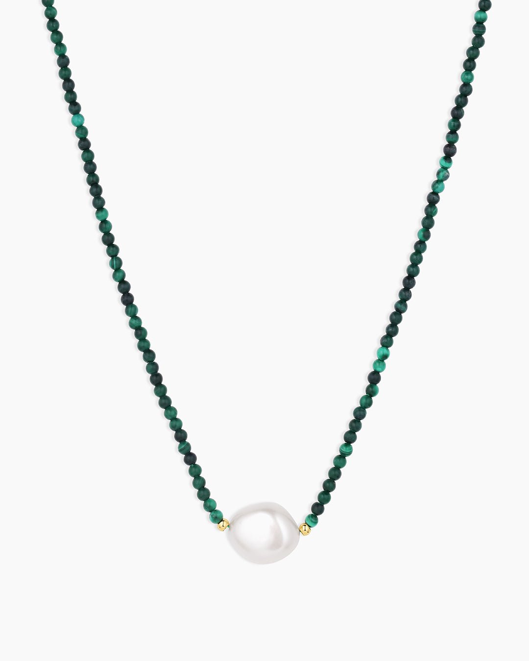 Phoebe Pearl Necklace || option::Gold Plated, Malachite