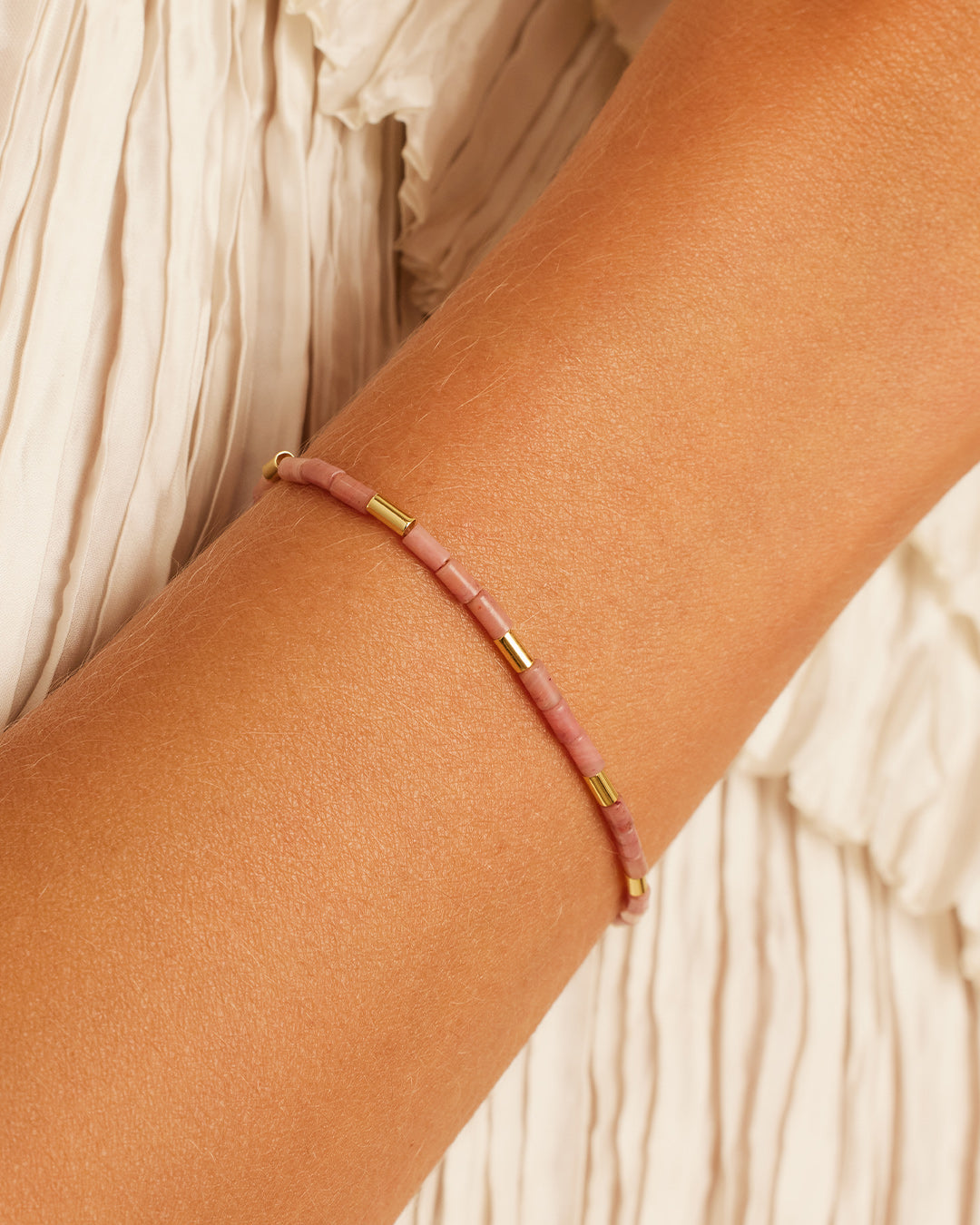 Power Gemstone Tatum Bracelet || option::18k Gold Plated, Rhodochrosite - Compassion