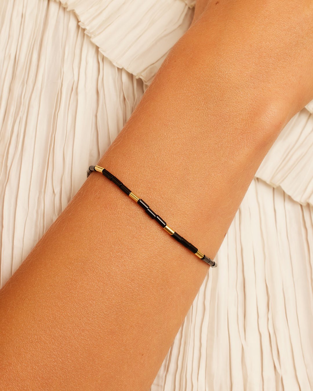 Power Gemstone Tatum Bracelet || option::Gold Plated, Black Onyx