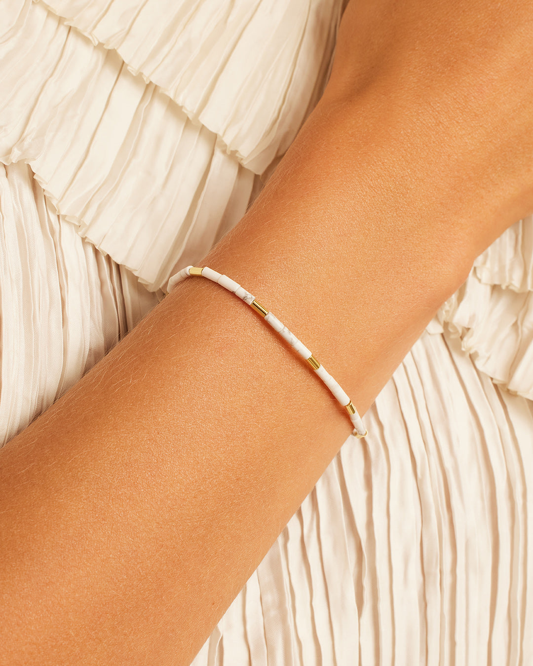 Power Gemstone Tatum Bracelet || option::18k Gold Plated, Howlite - Calming