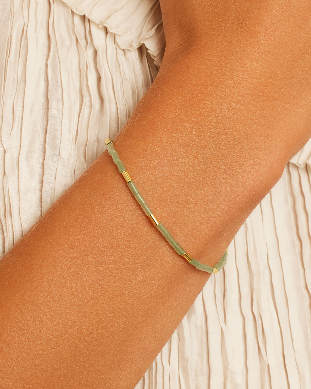 Power Gemstone Tatum Bracelet || option::18k Gold Plated, Aventurine - Luck