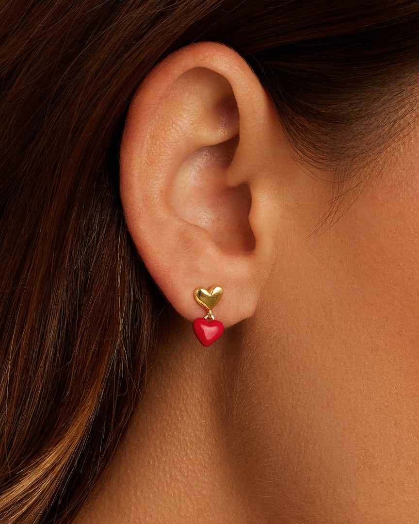 Amour Earrings Red Enamel || option::Gold Plated