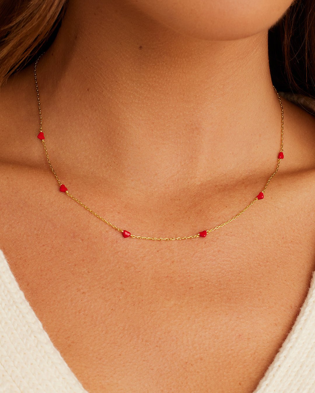 Amour Necklace Red Enamel || option::Gold Plated