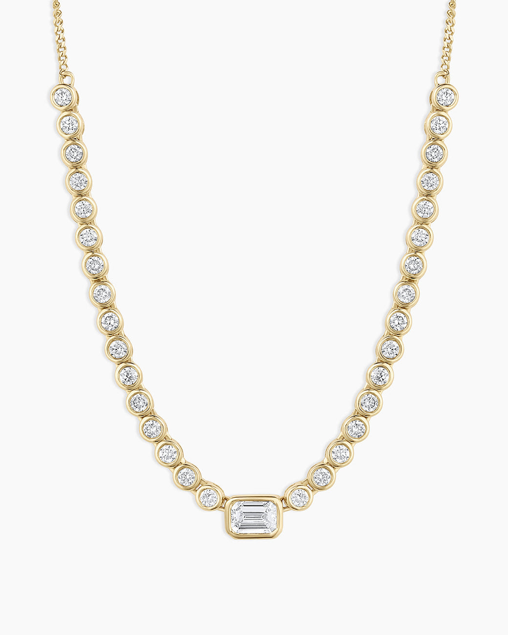 Lab Grown Diamond Emerald Charm Row Necklace || option::14k Solid Gold