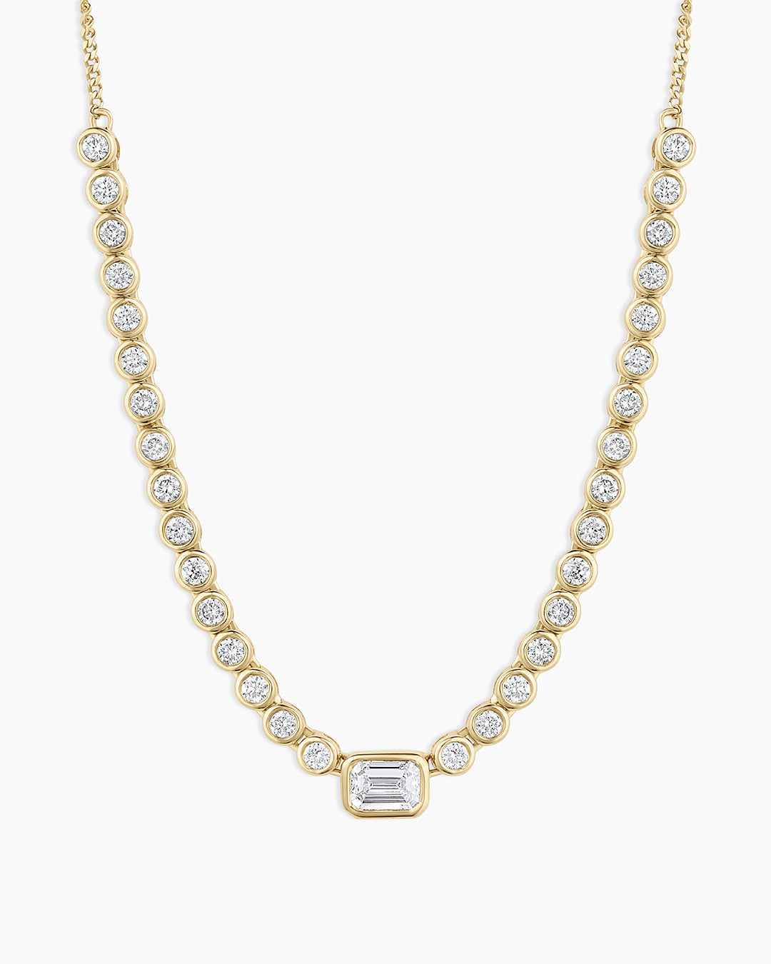 Lab Grown Diamond Emerald Charm Row Necklace || option::14k Solid Gold