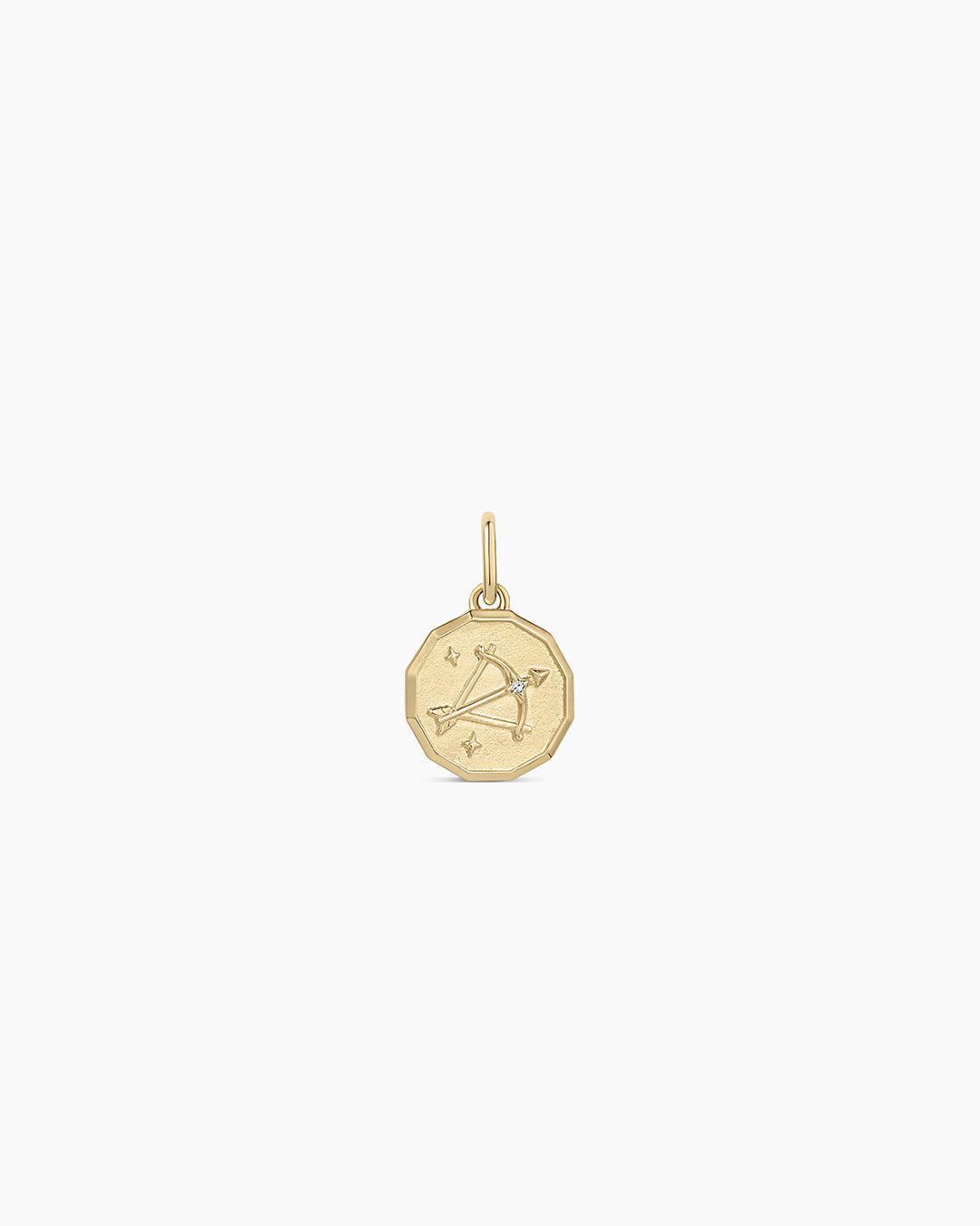 Diamond Zodiac Coin Charm || option::14k Solid Gold, Sagittarius