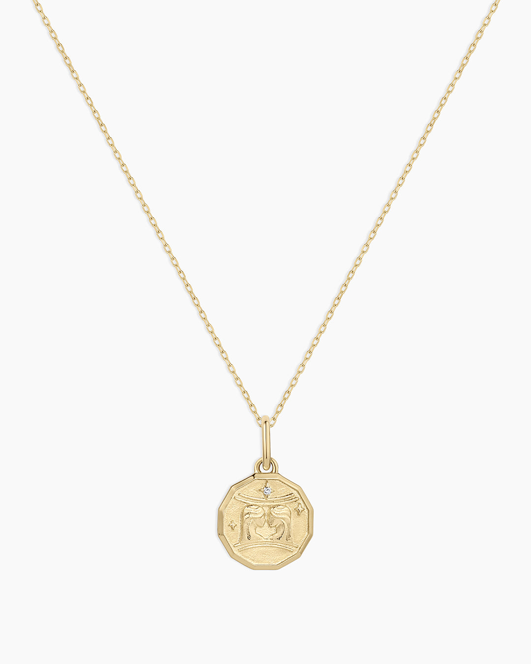 Diamond Zodiac Coin Charm Necklace