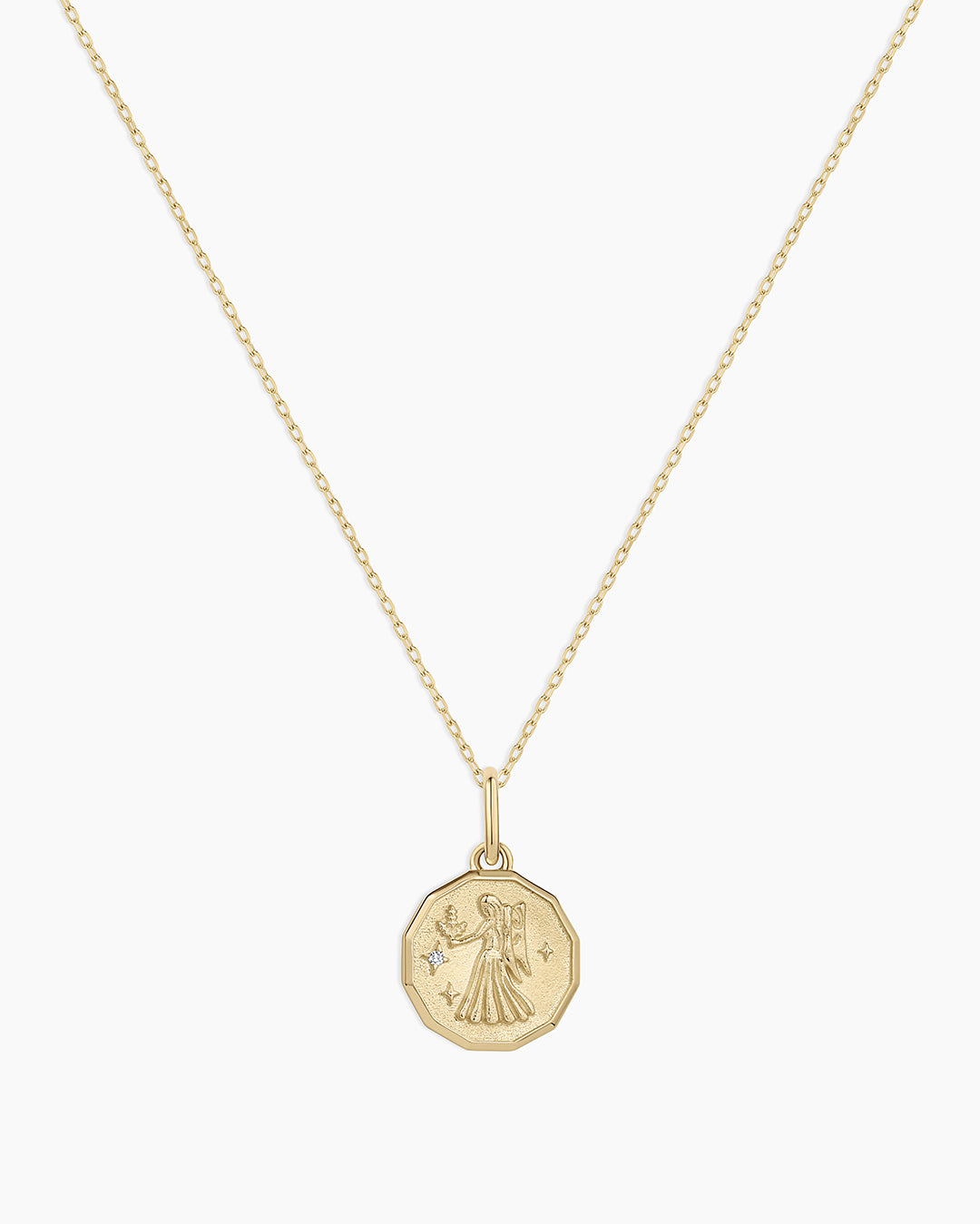 Diamond Zodiac Coin Charm Necklace