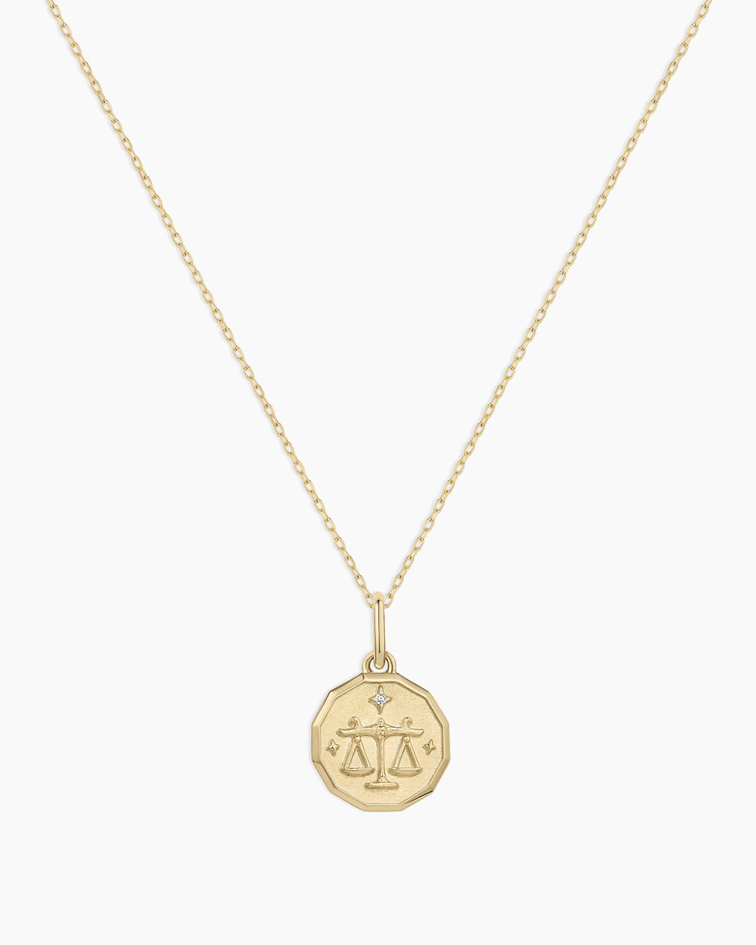 Diamond Zodiac Coin Charm Necklace