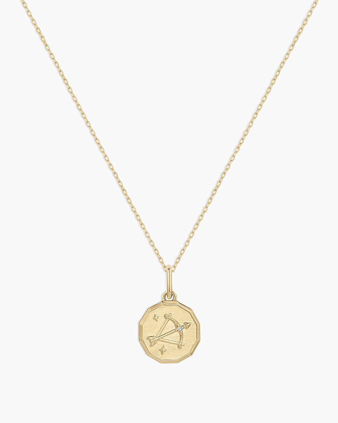 Diamond Zodiac Coin Charm Necklace