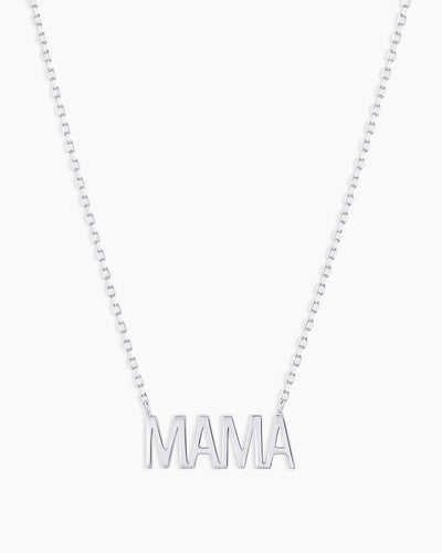 14K White Gold Mama Necklace