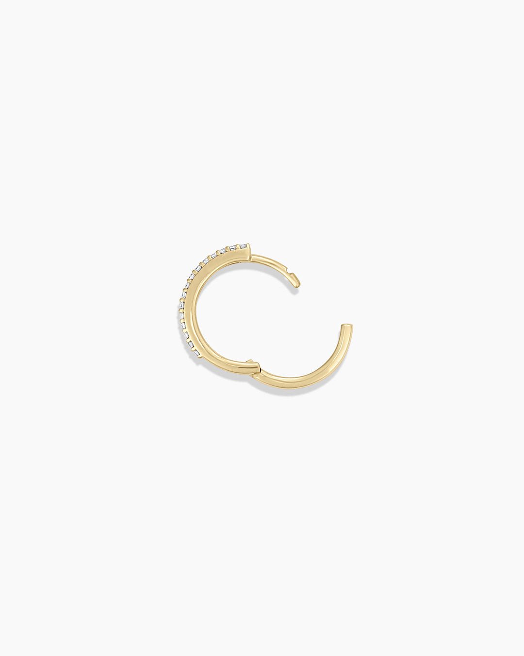 Diamond Double Down Huggies || option::14k Solid Gold, 13mm, Single