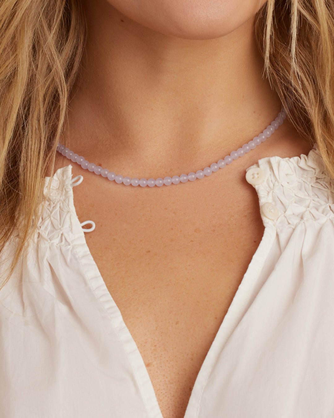 Carter Gemstone Necklace || option::Gold Plated, Lavender Jade