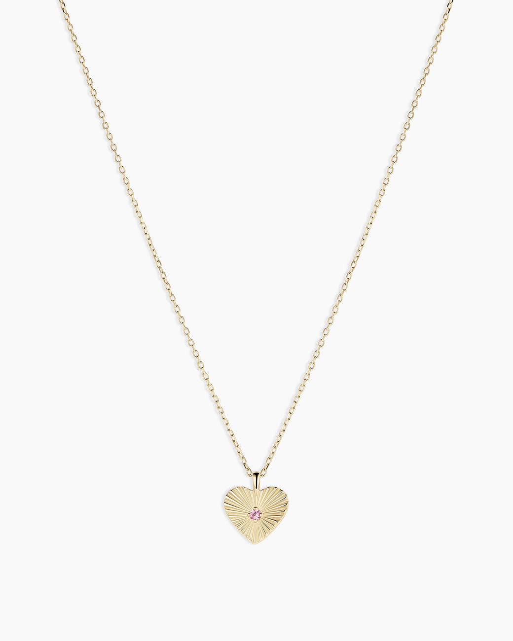 Pink Sapphire Vintage Heart Necklace || option::14k Solid Gold