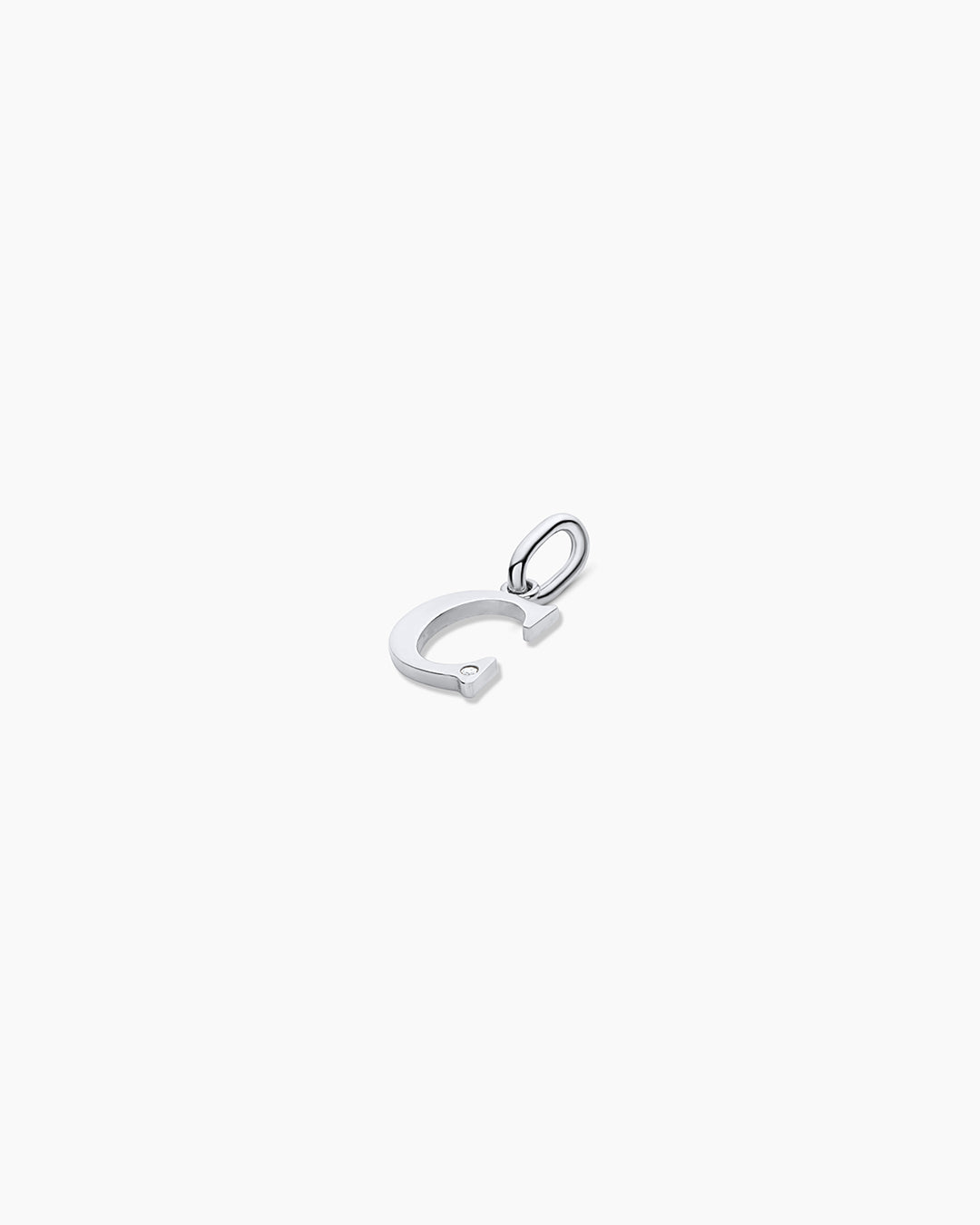 Diamond Vintage Alphabet Charm || option::14k Solid White Gold, C