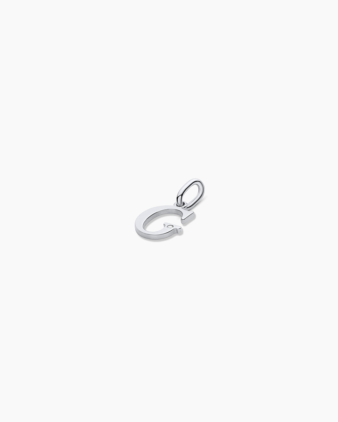 Diamond Vintage Alphabet Charm || option::14k Solid White Gold, G
