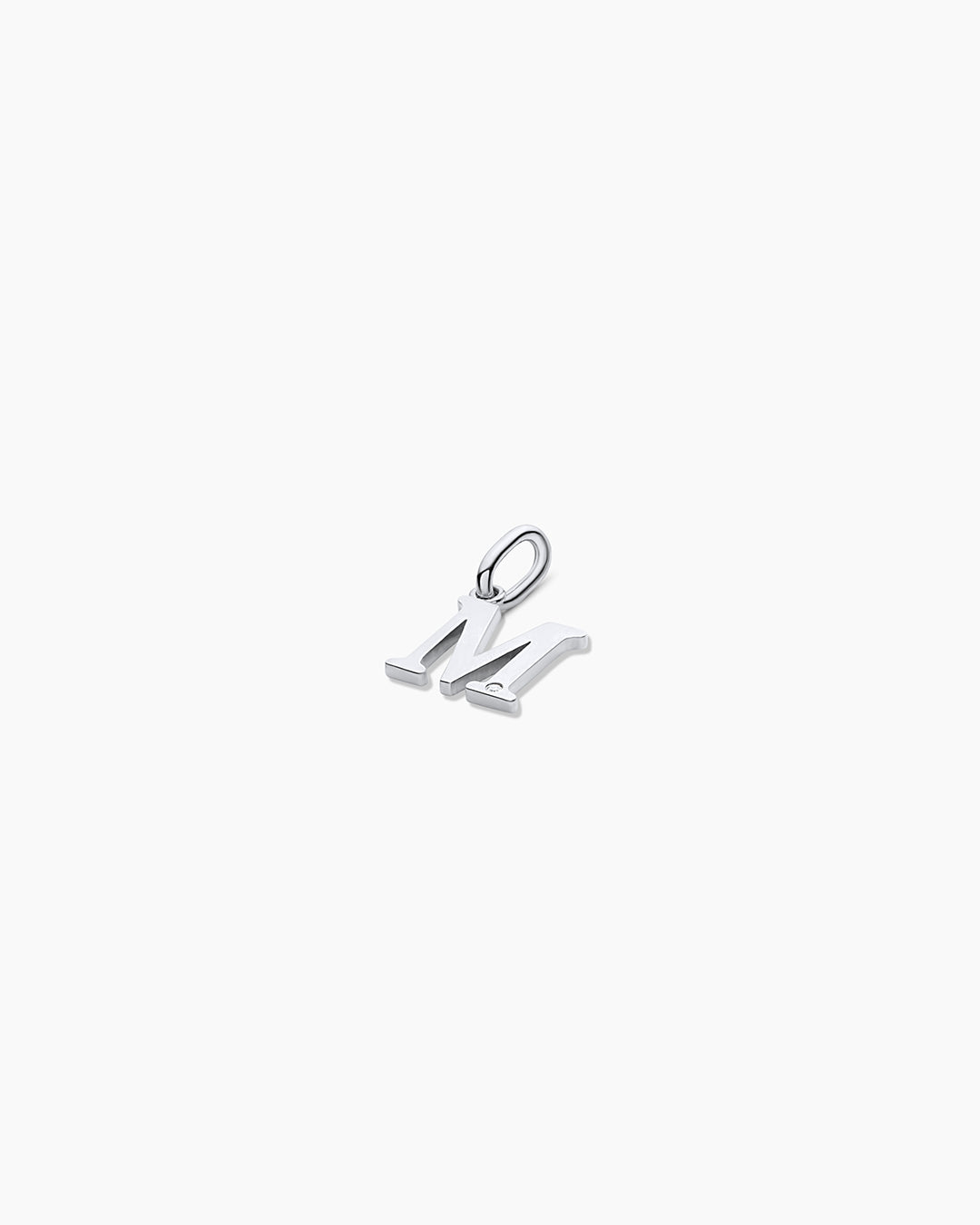 Diamond Vintage Alphabet Charm || option::14k Solid White Gold, M