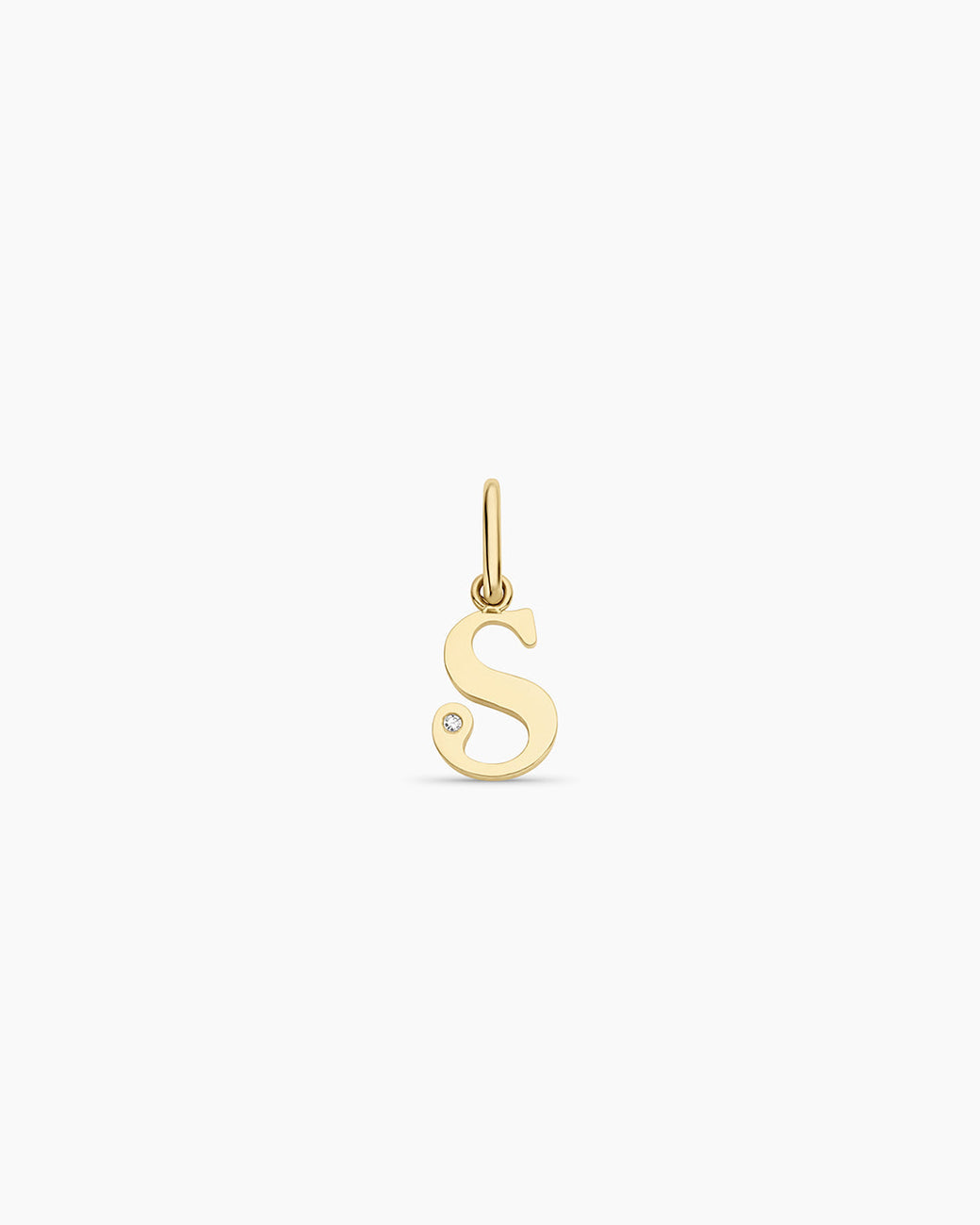 Diamond Vintage Alphabet Charm || option::14k Solid Gold, S
