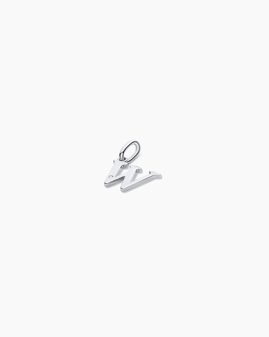Diamond Vintage Alphabet Charm || option::14k Solid White Gold, W
