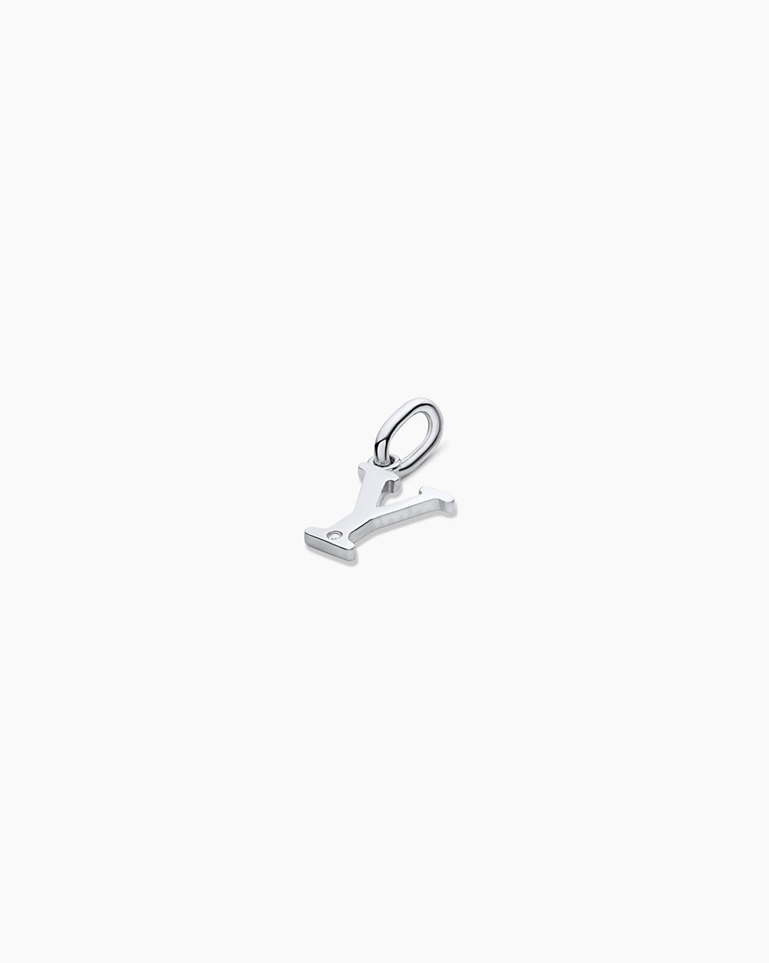 Diamond Vintage Alphabet Charm || option::14k Solid White Gold, Y