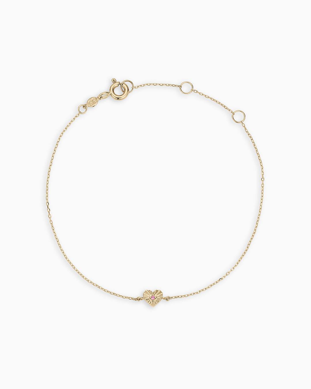 Pink Sapphire Vintage Heart Bracelet || option::14k Solid Gold