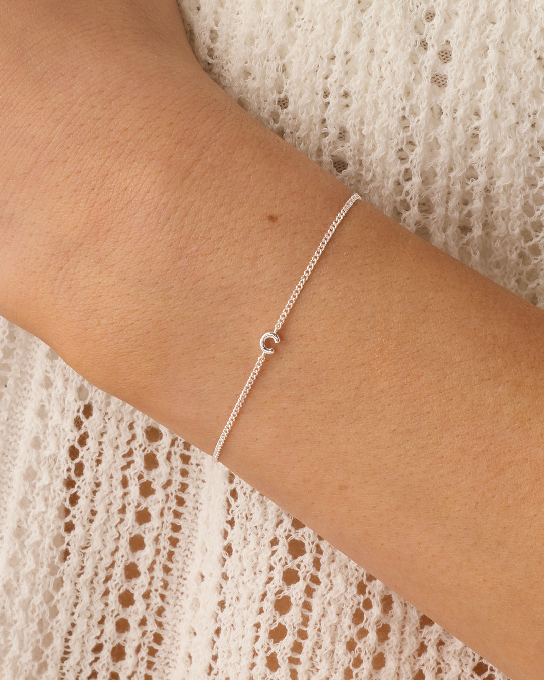 Wilder Mini Alphabet Bracelet || option:: Silver Plated, C