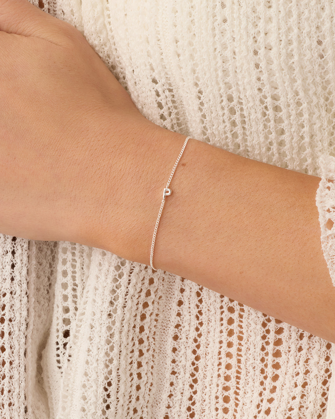 Wilder Mini Alphabet Bracelet || option:: Silver Plated, P