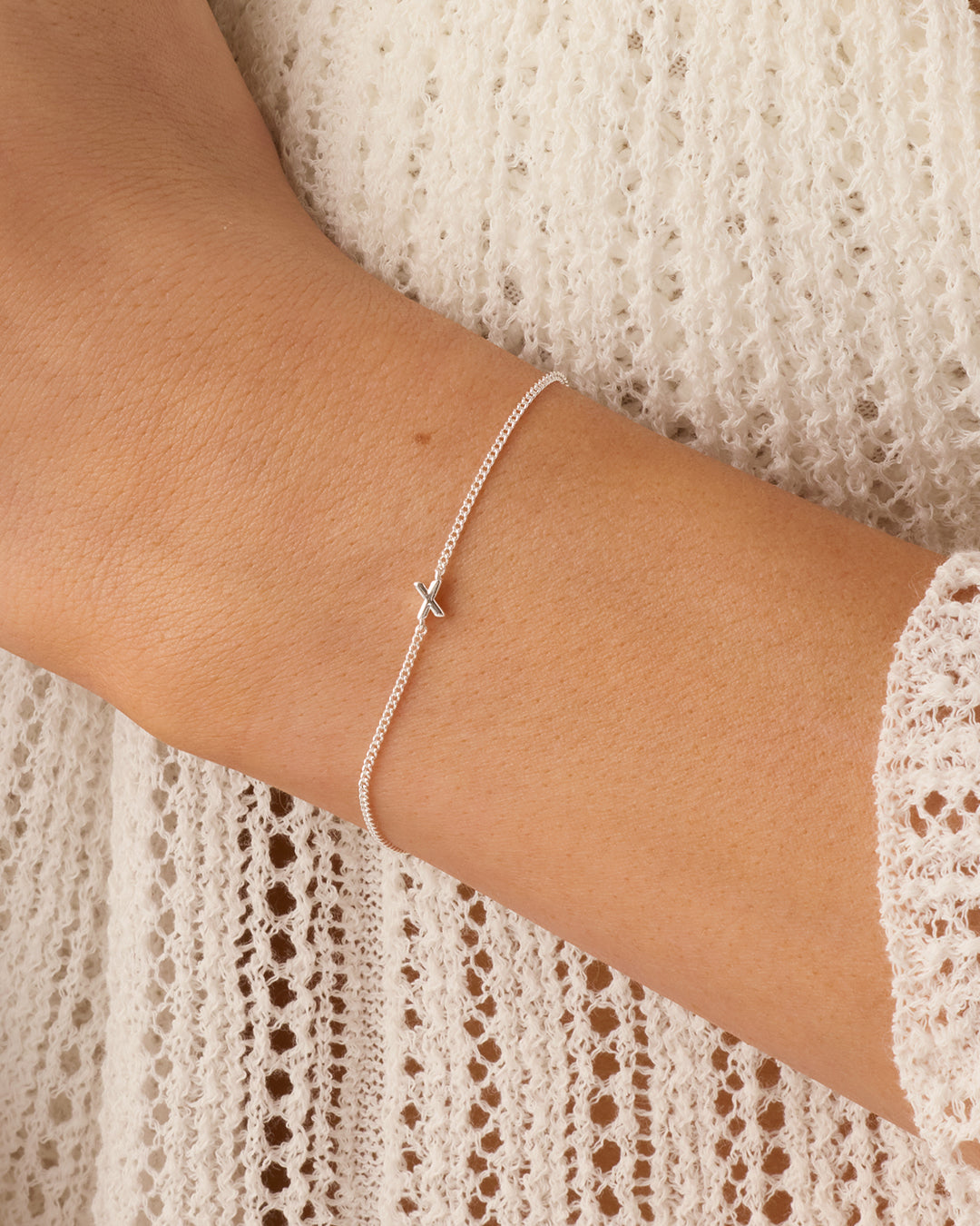 Wilder Mini Alphabet Bracelet || option:: Silver Plated, X