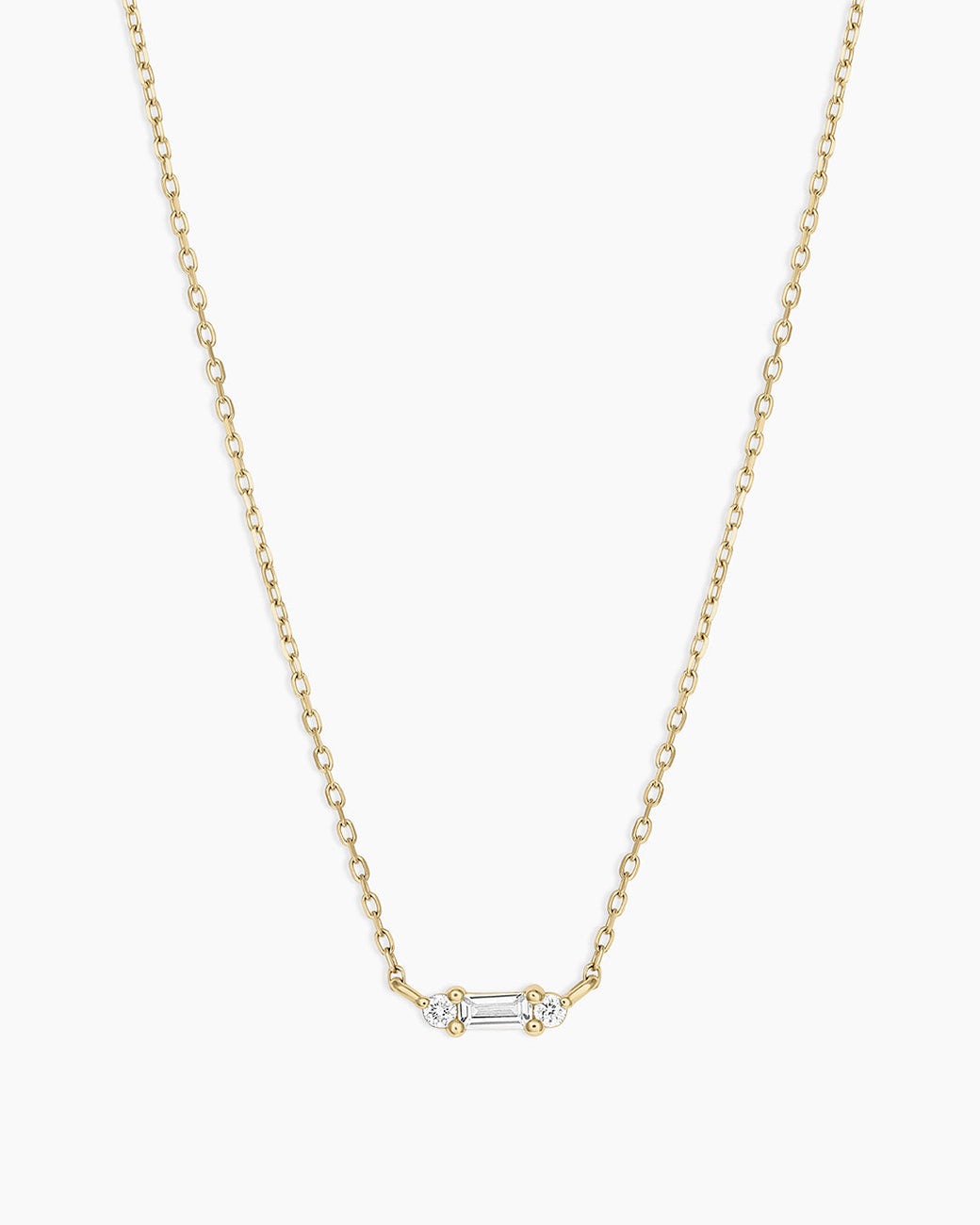 Diamond and White Sapphire Amara Charm Necklace || option::14k Solid Gold