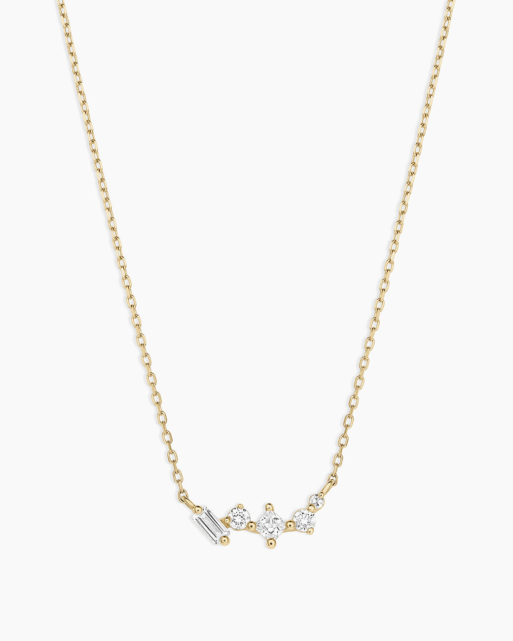 Diamond and White Sapphire Amara Cluster Necklace || option::14k Solid Gold