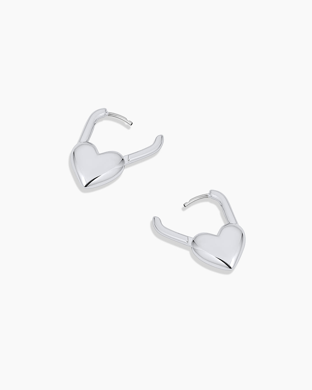 Heart Padlock Huggies || option::Silver Plated