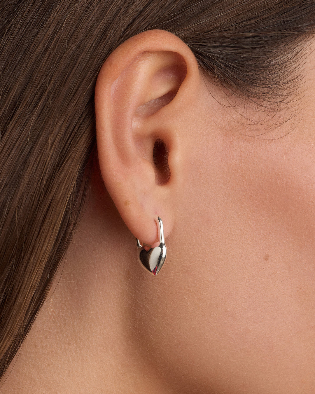 Heart Padlock Huggies || option::Silver Plated