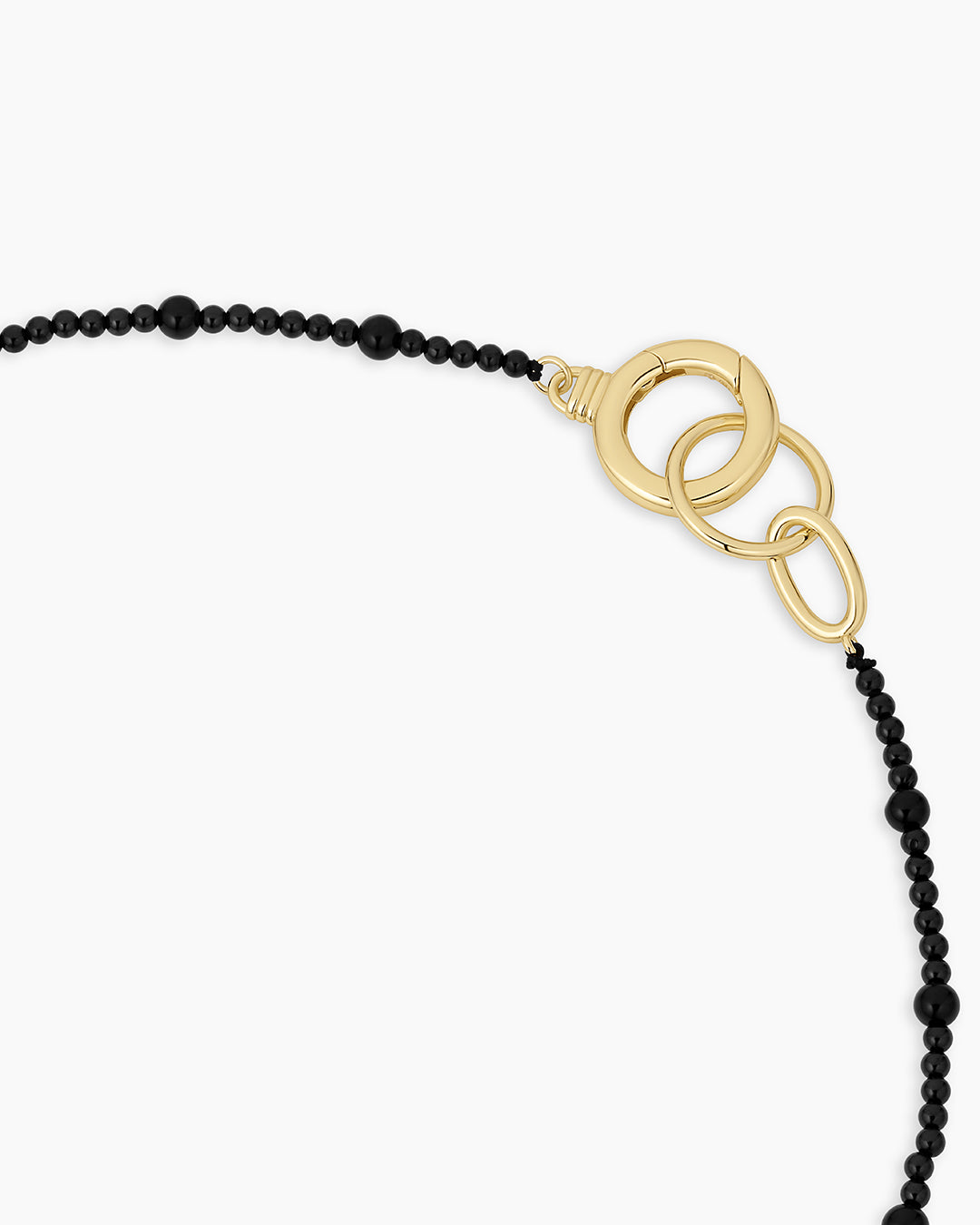 Power Gemstone Long Beaded Necklace || option::18k Gold Plated, Black Onyx - Protection