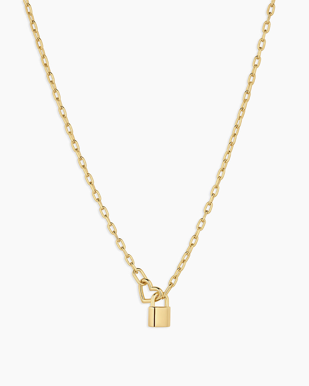 Heart Padlock Interlocking Necklace || option::18k Gold Plated