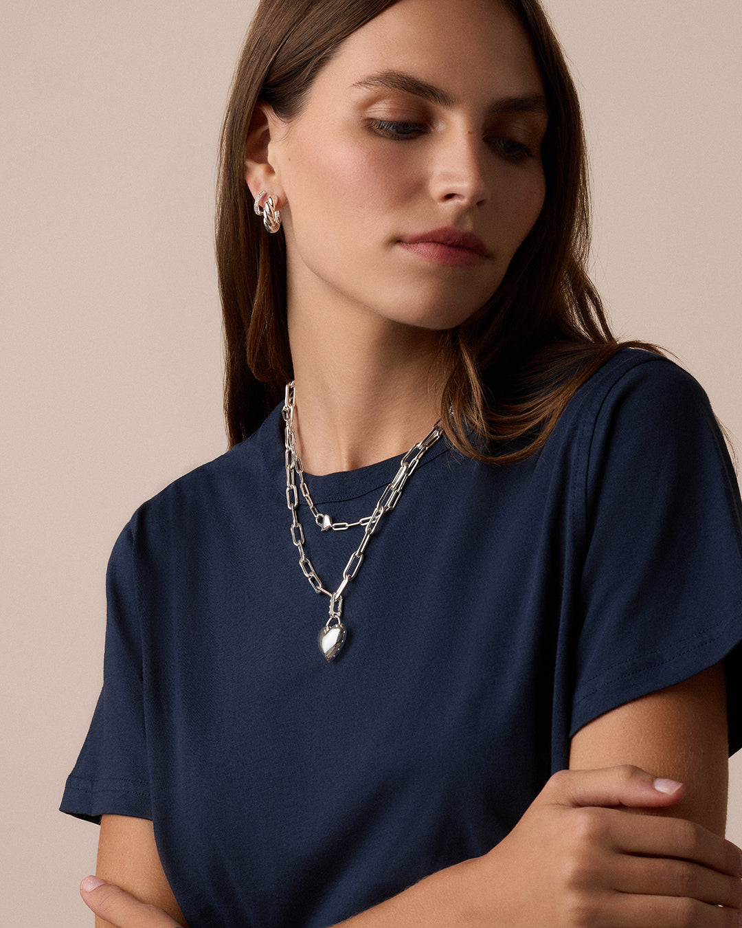 Heart Padlock Necklace || option::Silver Plated