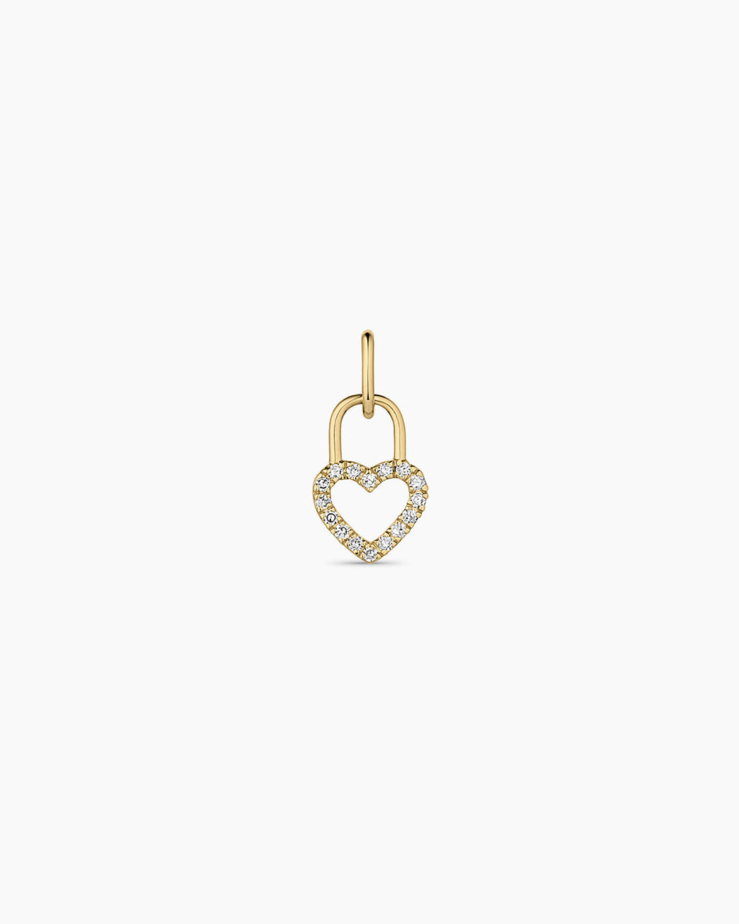 Diamond Heart Padlock Charm || option::14k Solid Gold