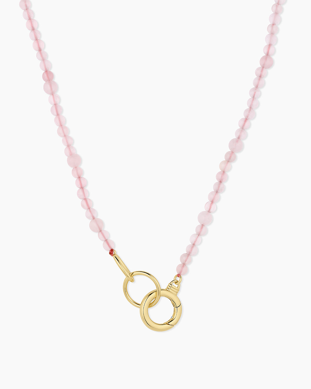 Power Gemstone Beaded Necklace || option::18k Gold Plated, Rose Quartz - Love