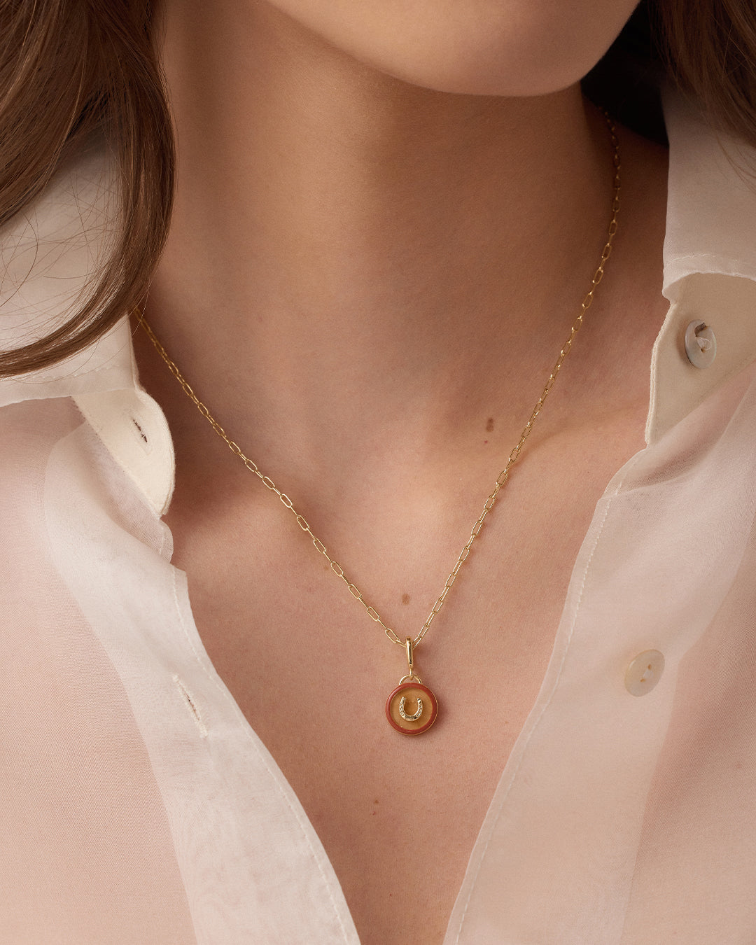 Power Gemstone Parker Charm Necklace Abundance || option::18k Gold Plated