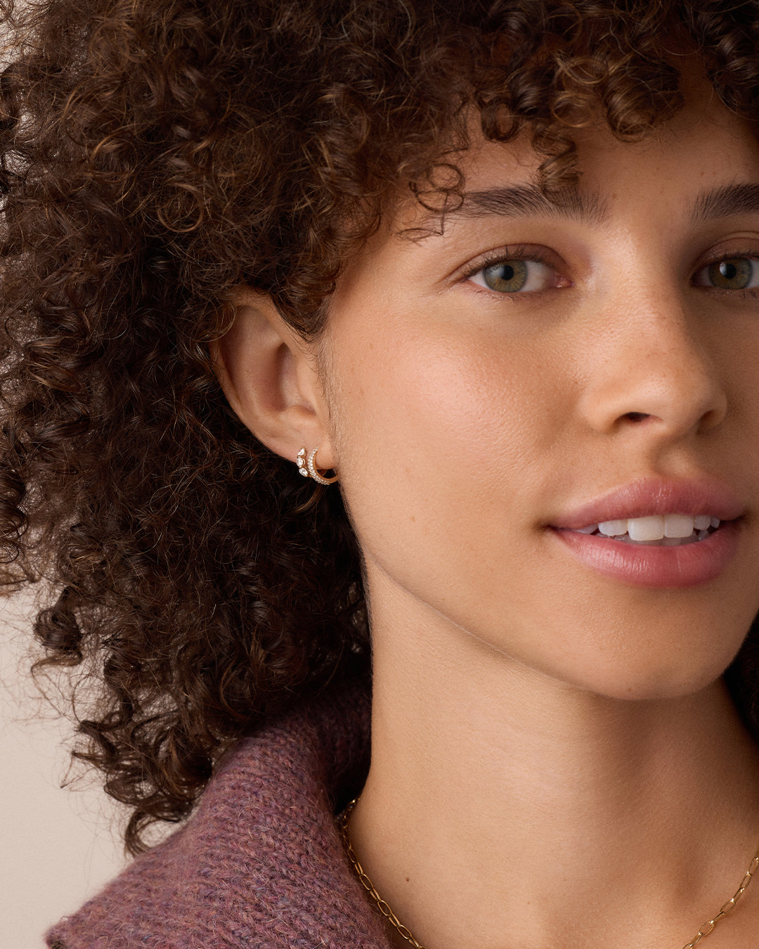 Diamond Paseo Huggies || option::14k Solid Gold