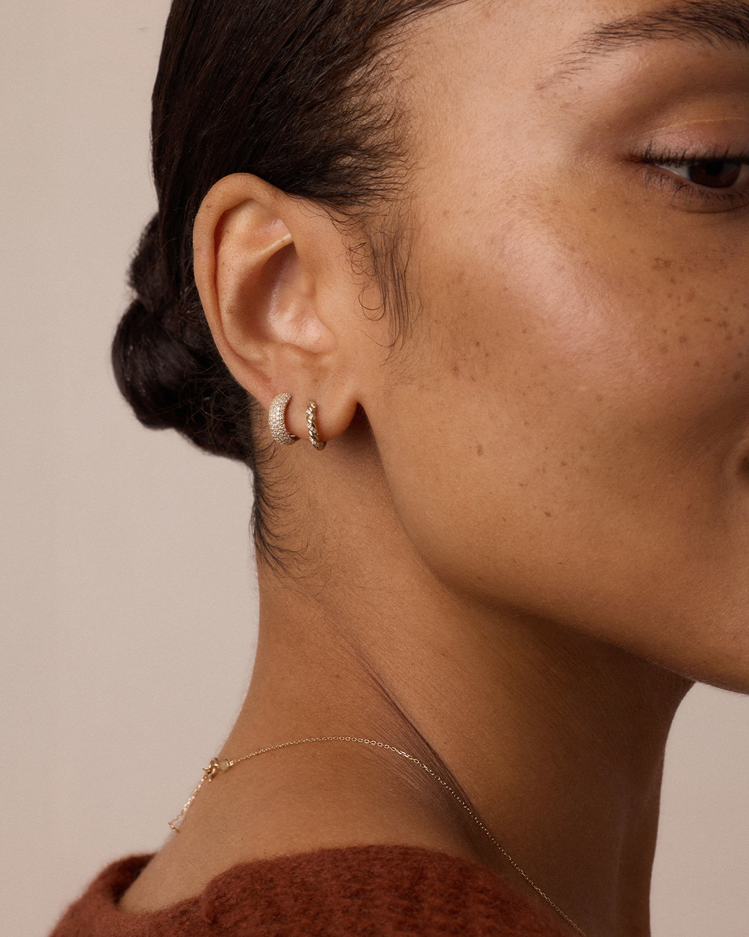 Diamond Paseo Statement Huggies || option::14k Solid Gold