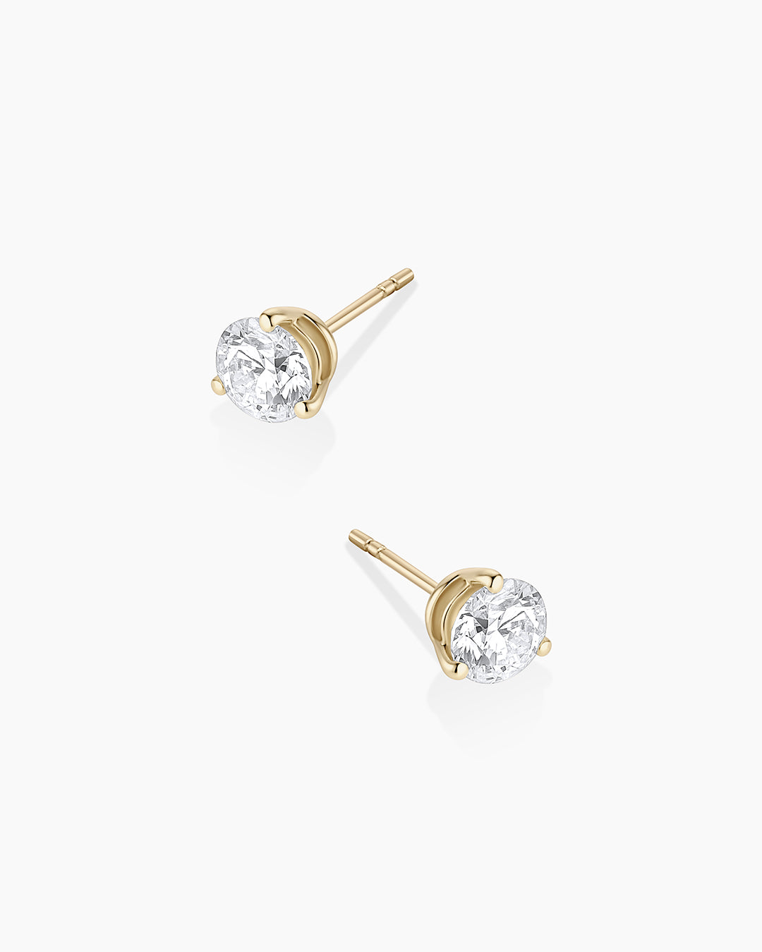 Lab Grown Diamond Solitaire Studs  || option::14k Solid Gold, .9ct