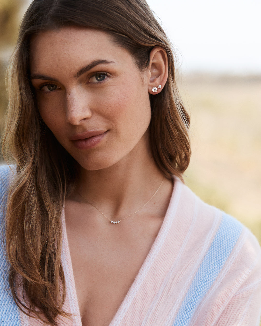 Lab Grown Diamond Solitaire Studs  || option::14k Solid Gold, .9ct