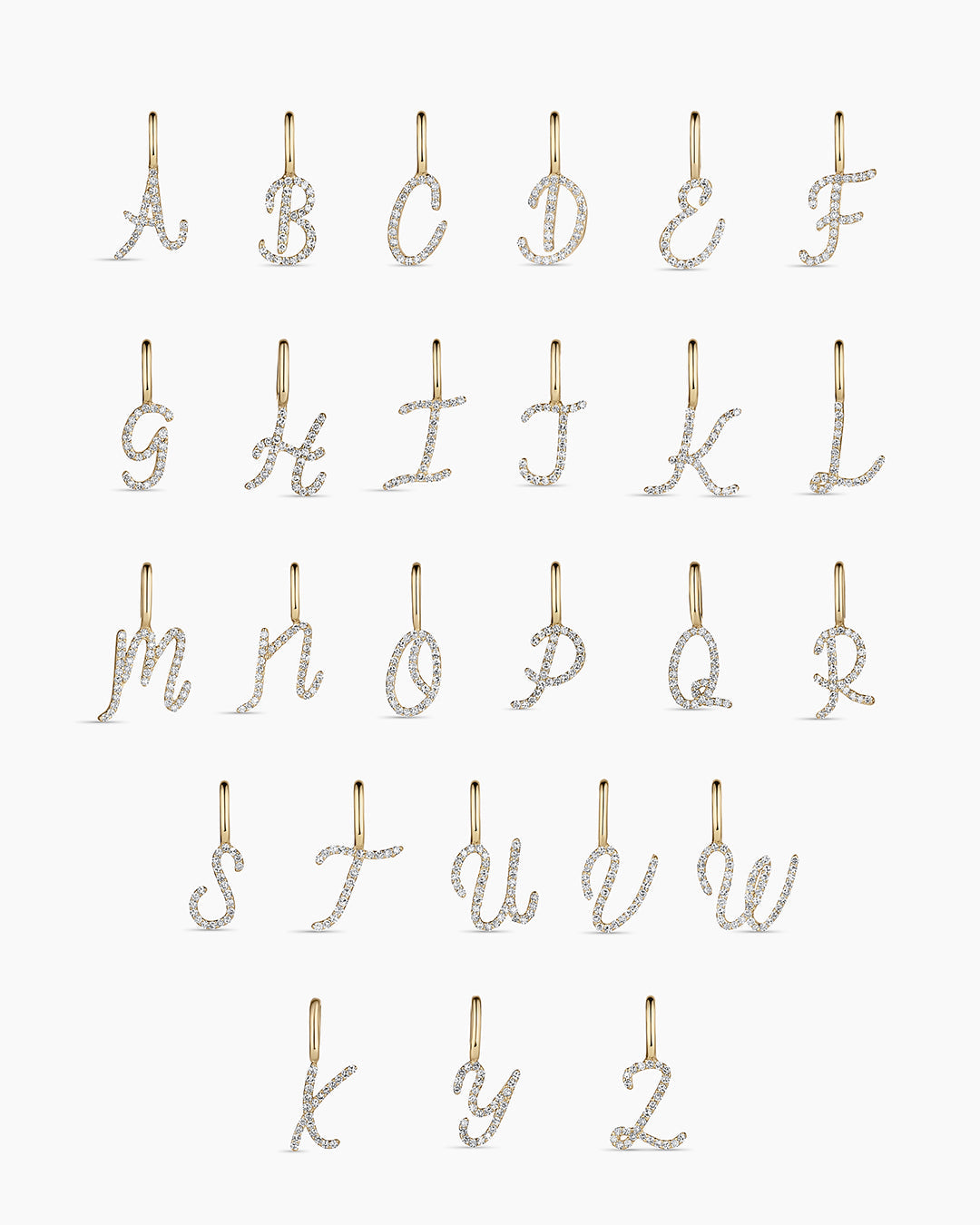 Diamond Script Alphabet Charm