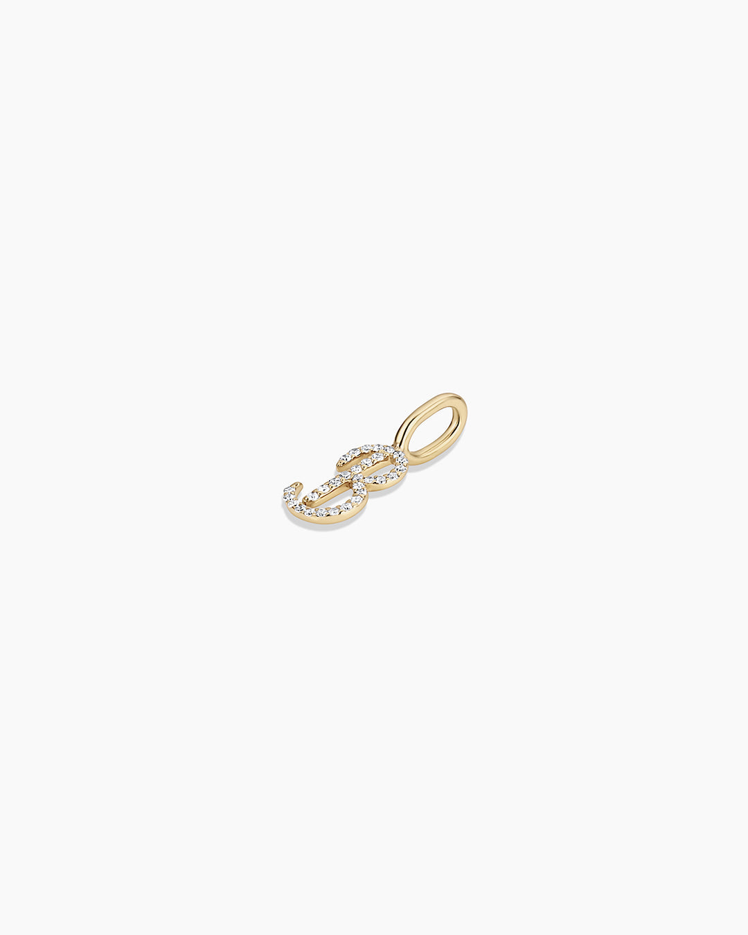 Diamond Script Alphabet Charm || option::14k Solid Gold, B