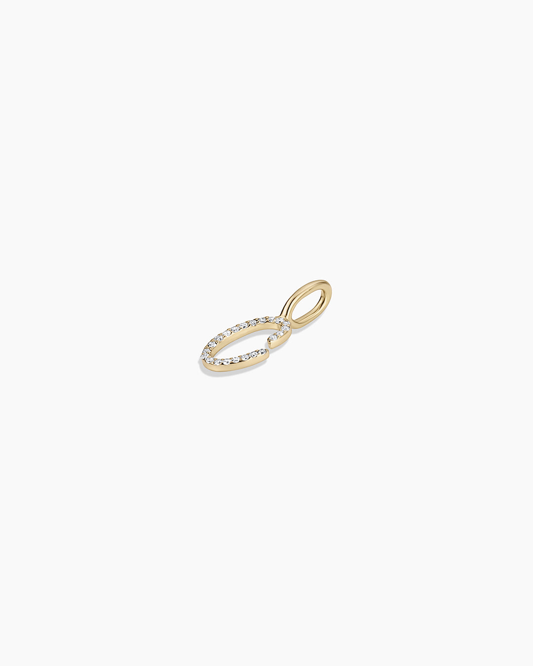 Diamond Script Alphabet Charm || option::14k Solid Gold, C