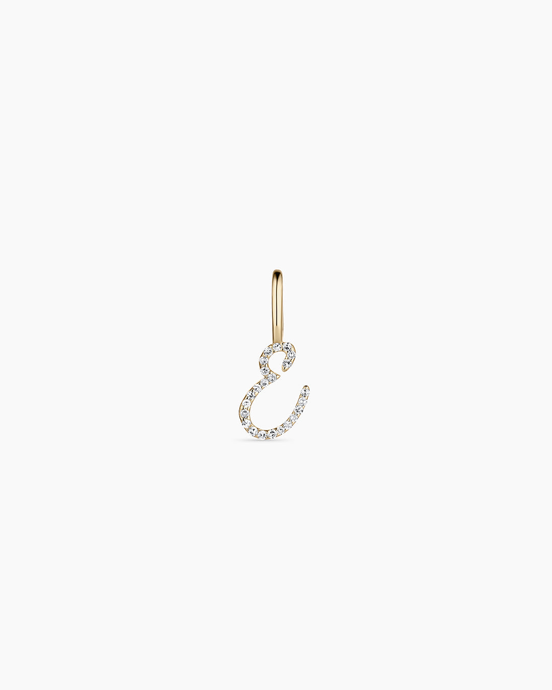 Diamond Script Alphabet Charm || option::14k Solid Gold, E