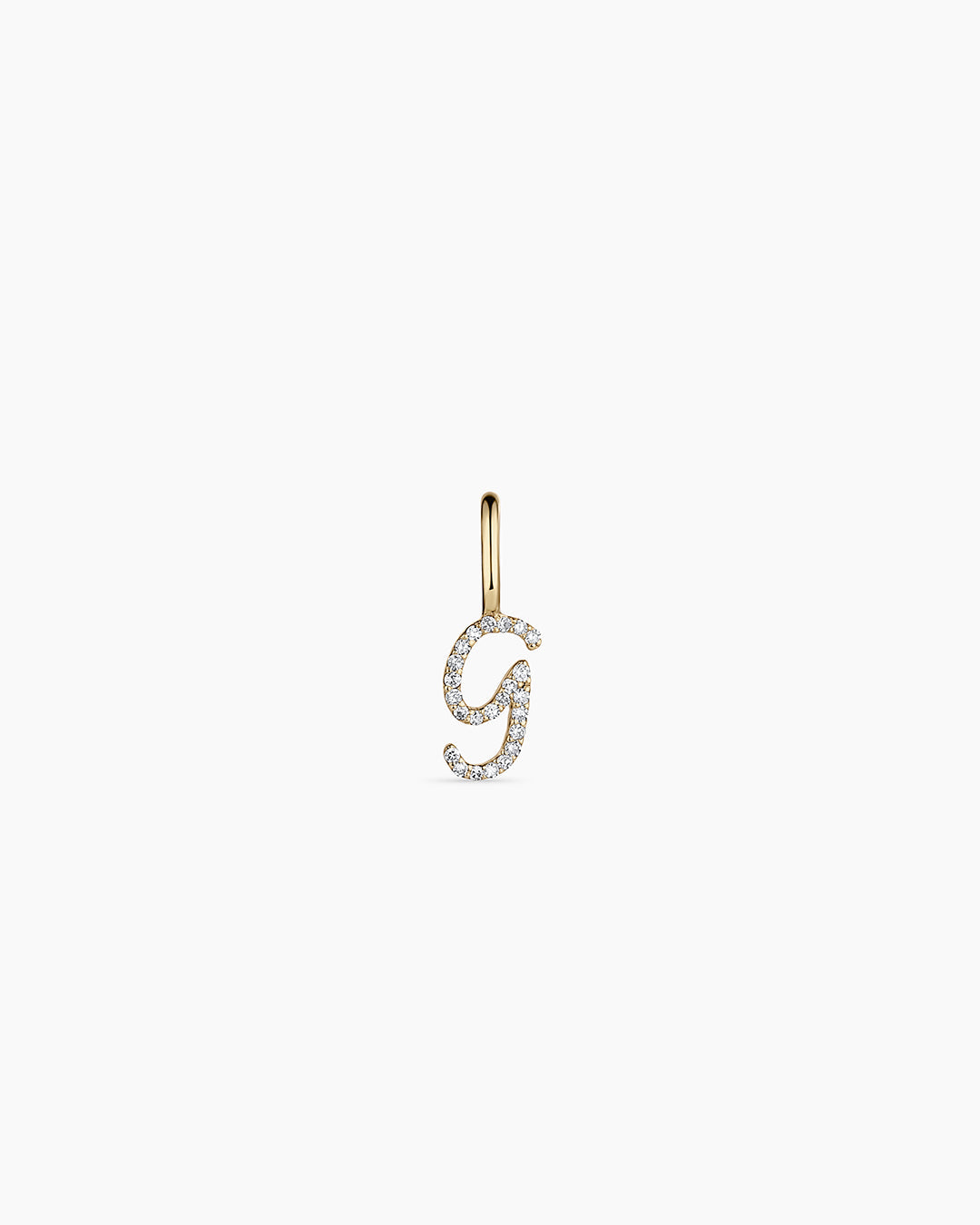 Diamond Script Alphabet Charm || option::14k Solid Gold, G